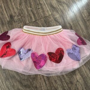 Mud Pie Pink Tulle Skirt with Sequin Hearts Size 3T